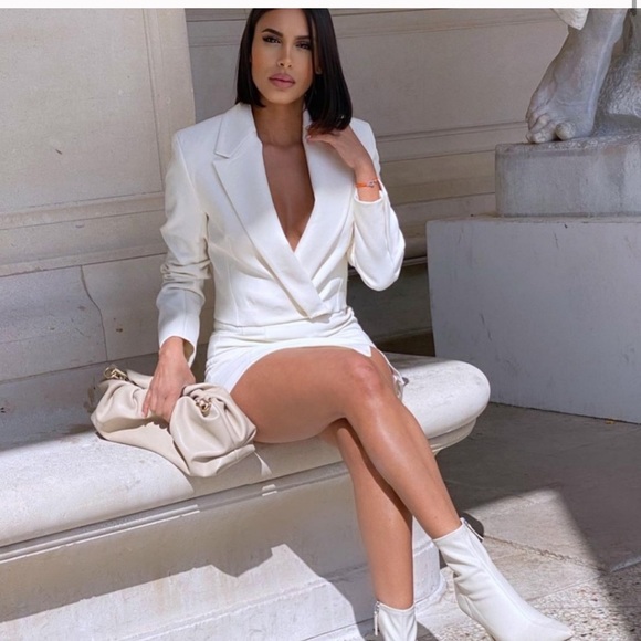 NWT ZARA Cropped Blazer White XXL Blogger’s Fav - Picture 2 of 11